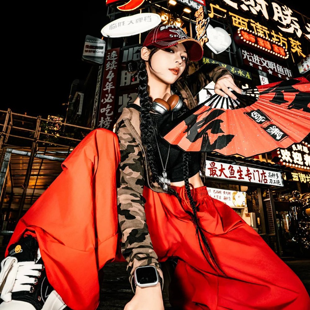 Urban Chinese streetwear night scene