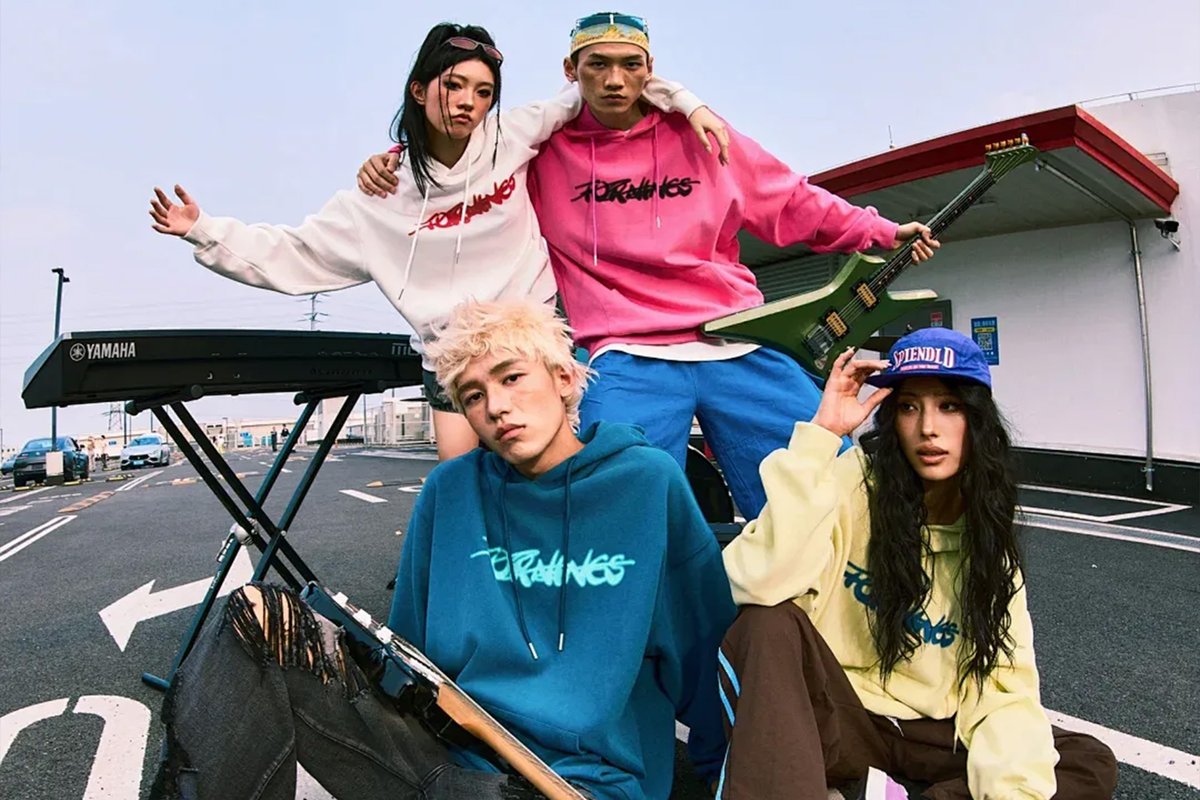 Colorful hoodies in pink blue and yellow