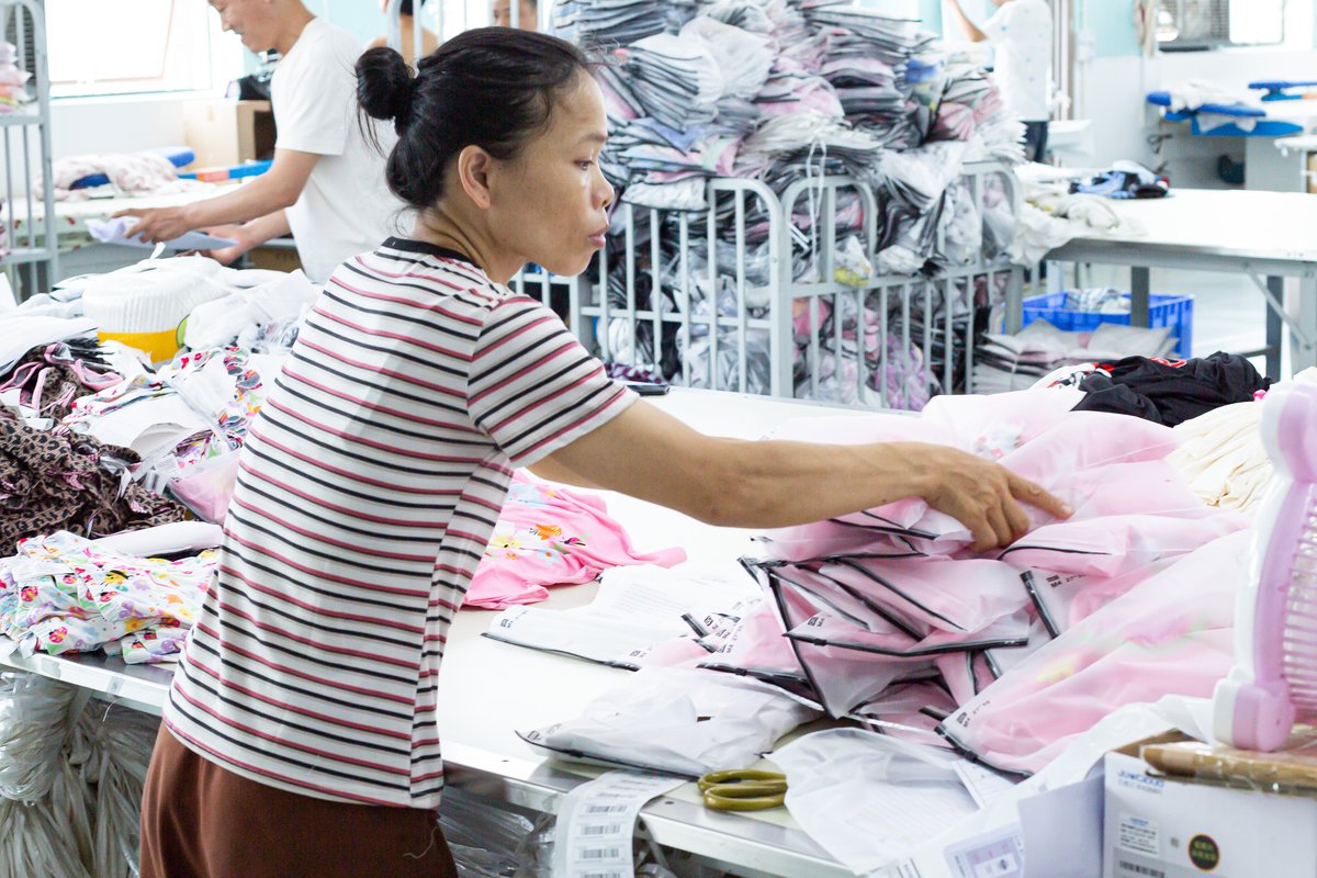 Garment factory packaging line