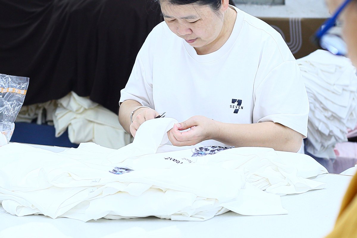 Quality control inspection of finished hoodies