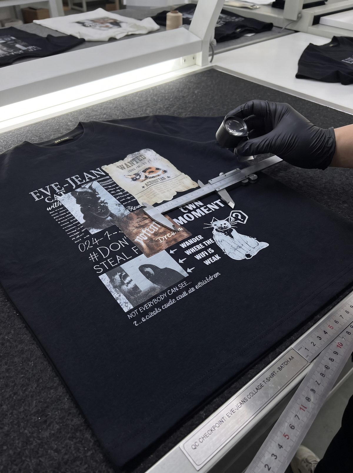 T-shirt inspected on production line