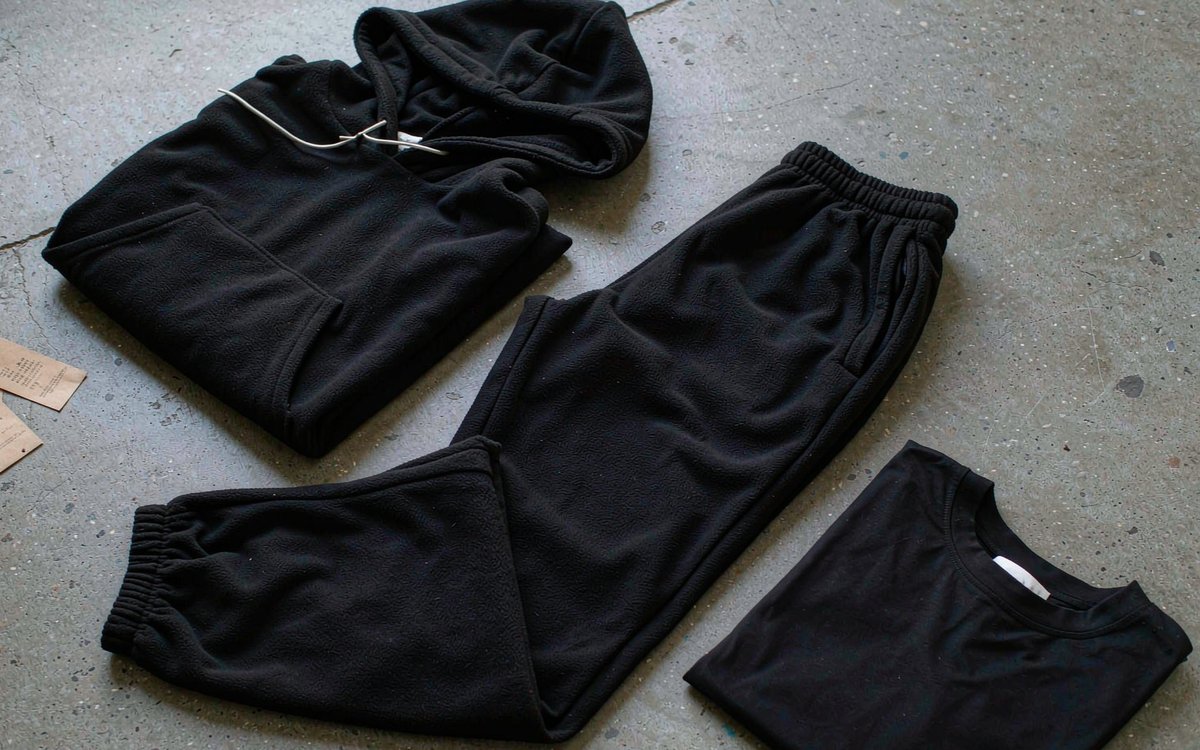 A flat lay of a small coordinated capsule collection sharing the same fabric and color palette