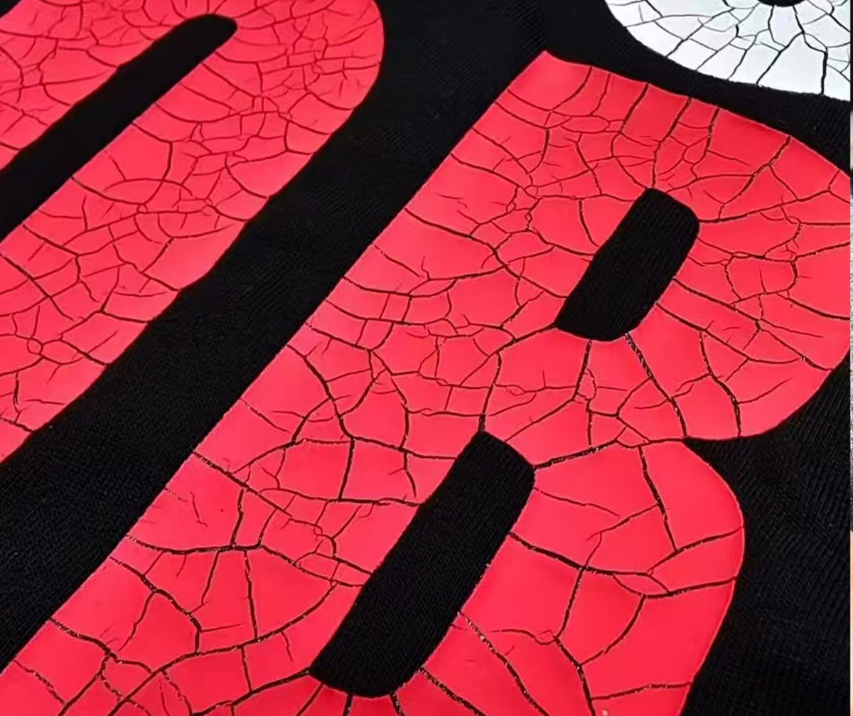 Crack printing creating cut-like texture