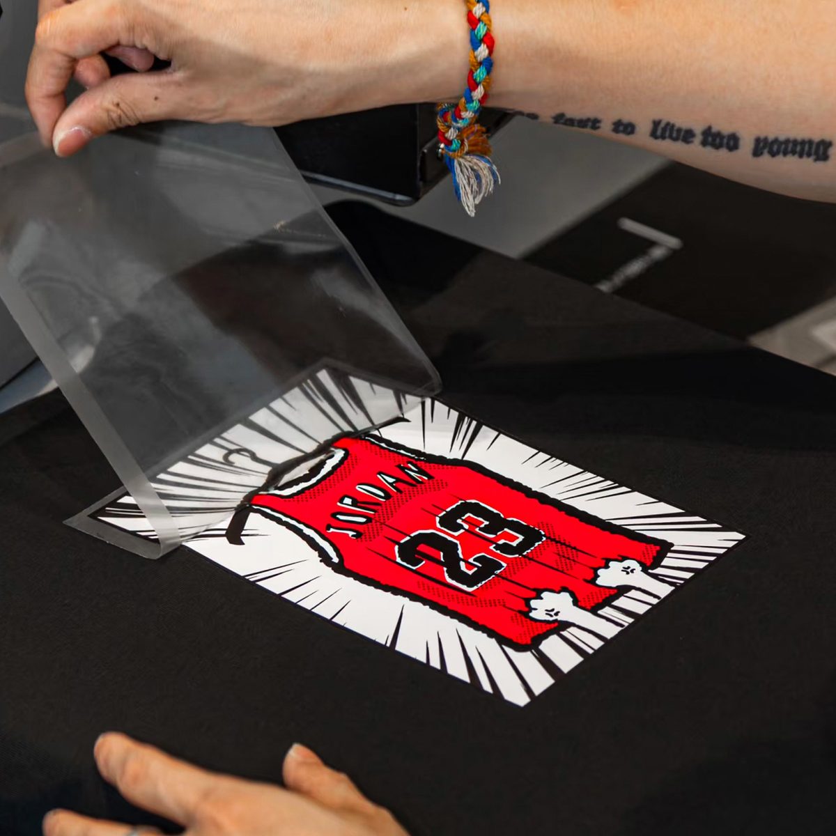 Heat transfer printing on garment