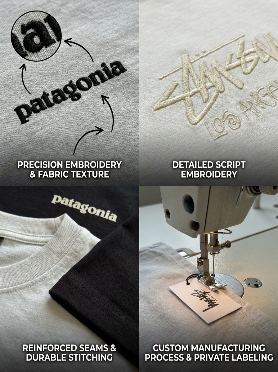 Embroidery detail on T-shirt