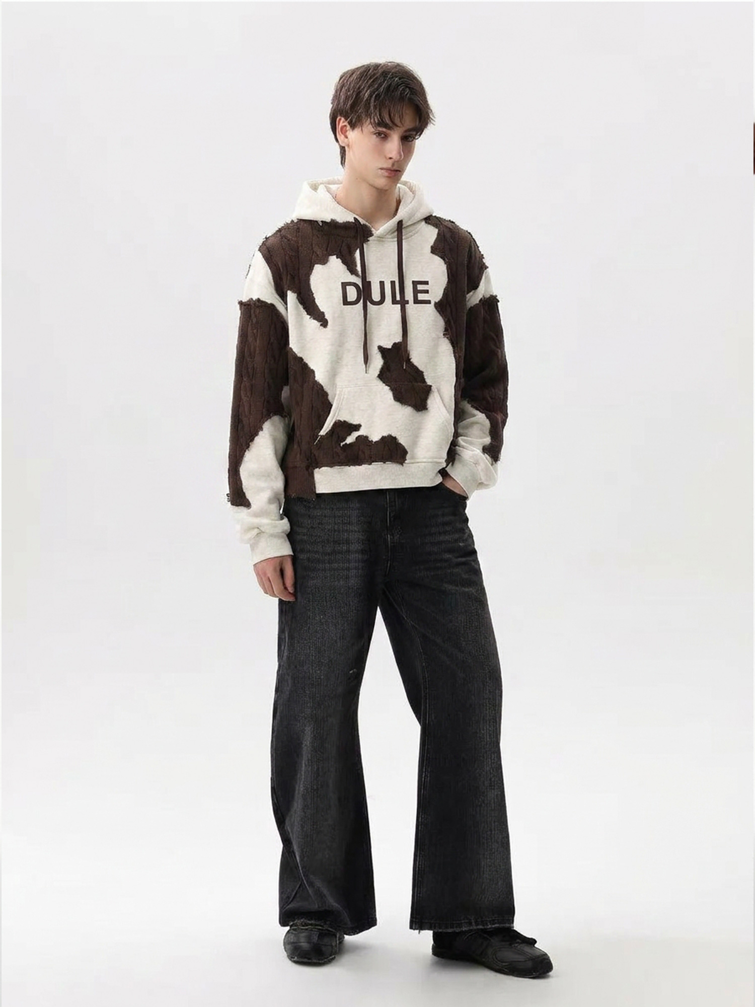 Knit Color-Block Floral-Embroidered Hoodie
