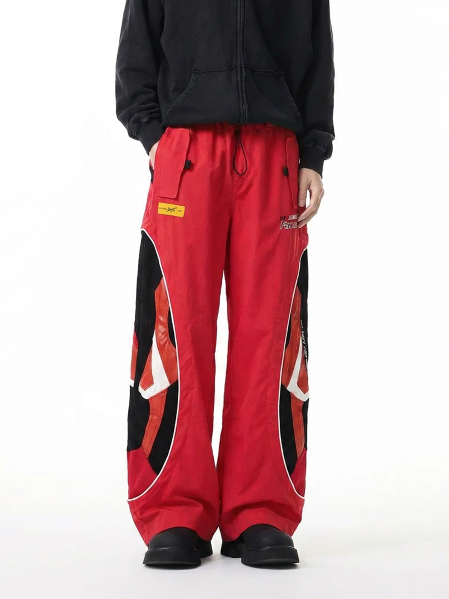Color-Block Embroidered Casual Pants