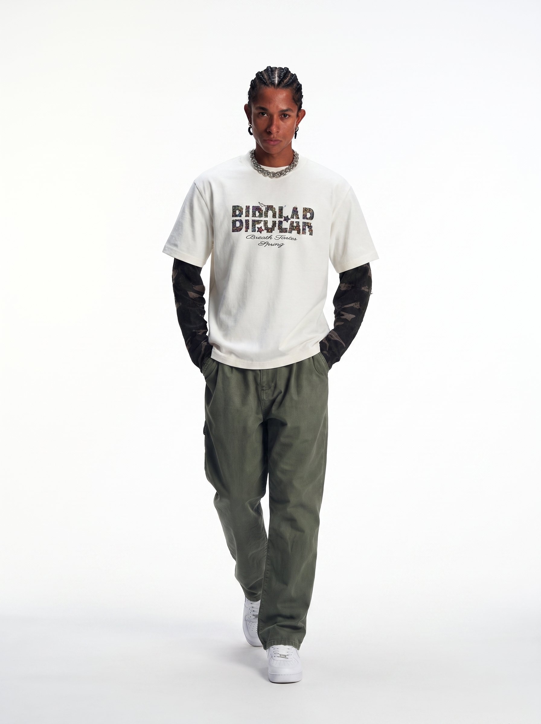 Chenille Embroidery Tee with Rhinestones