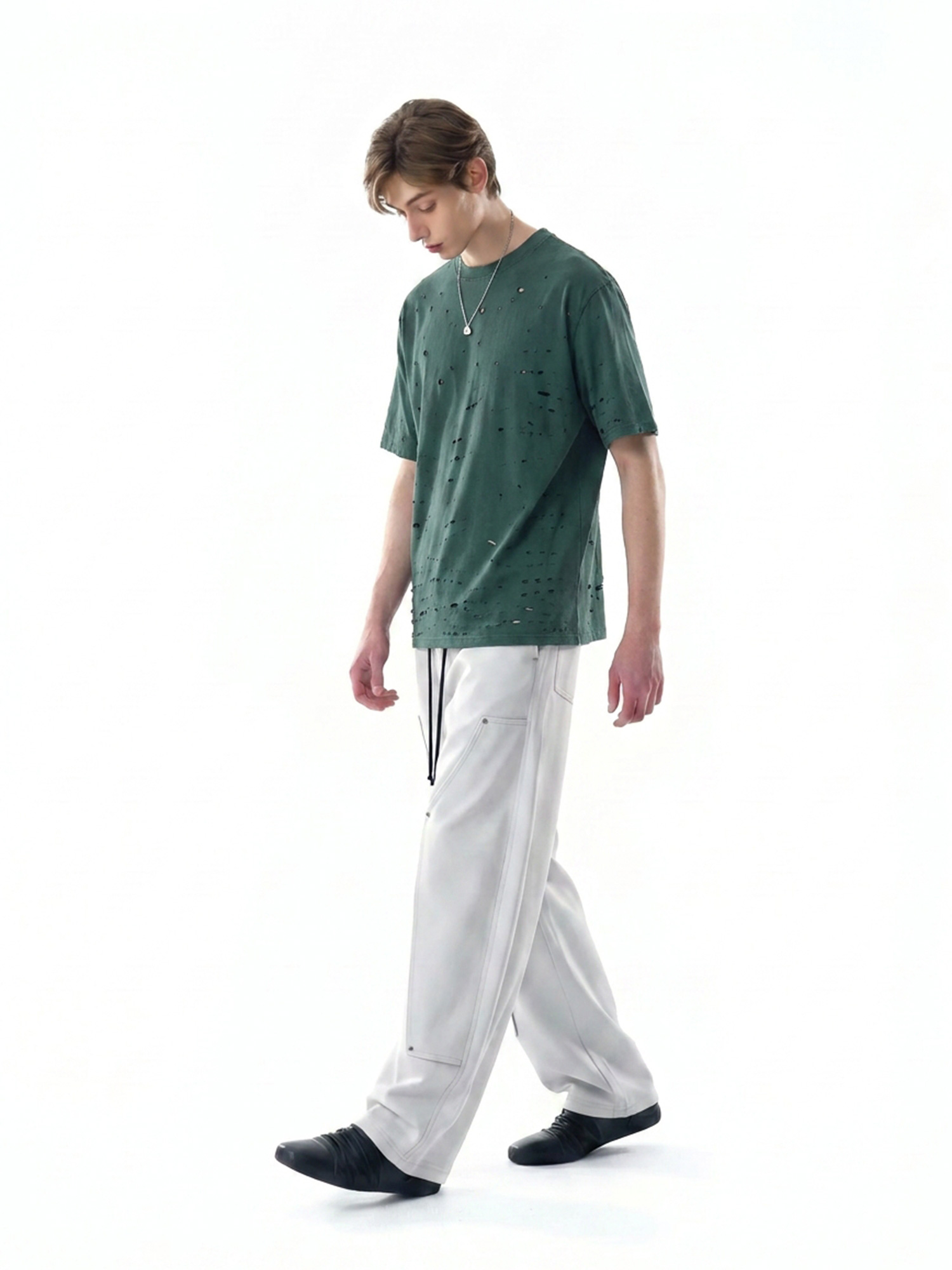 Distressed Acid-Wash Tee