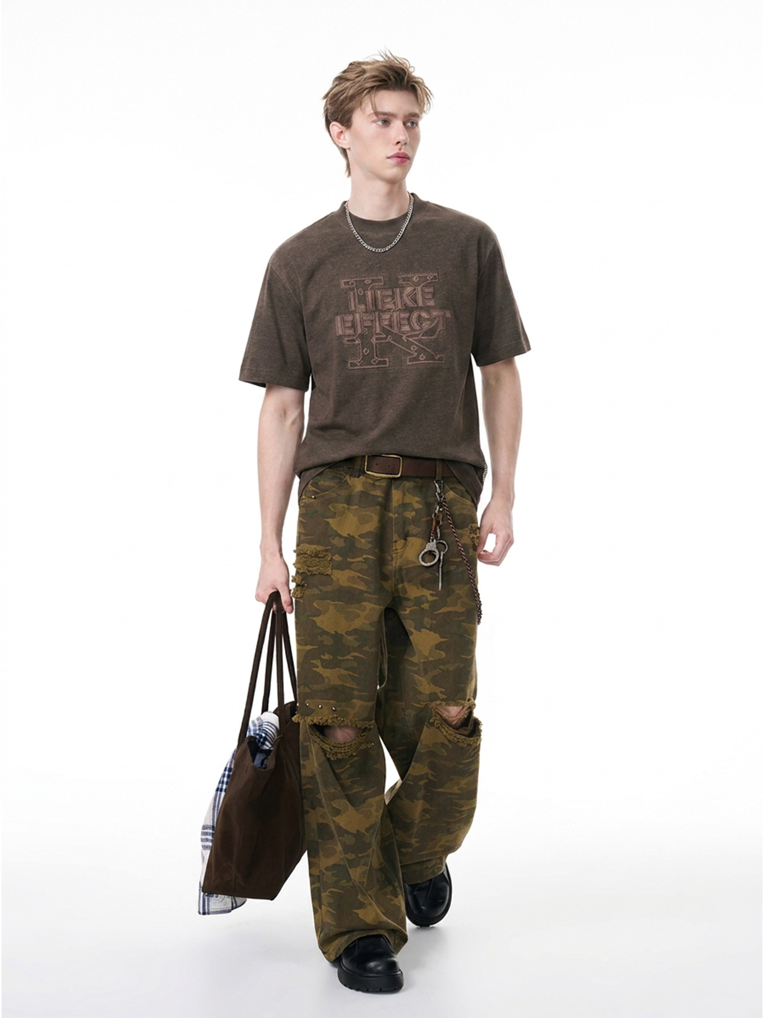 Embroidered Heat-Pressed Acid-Wash Tee