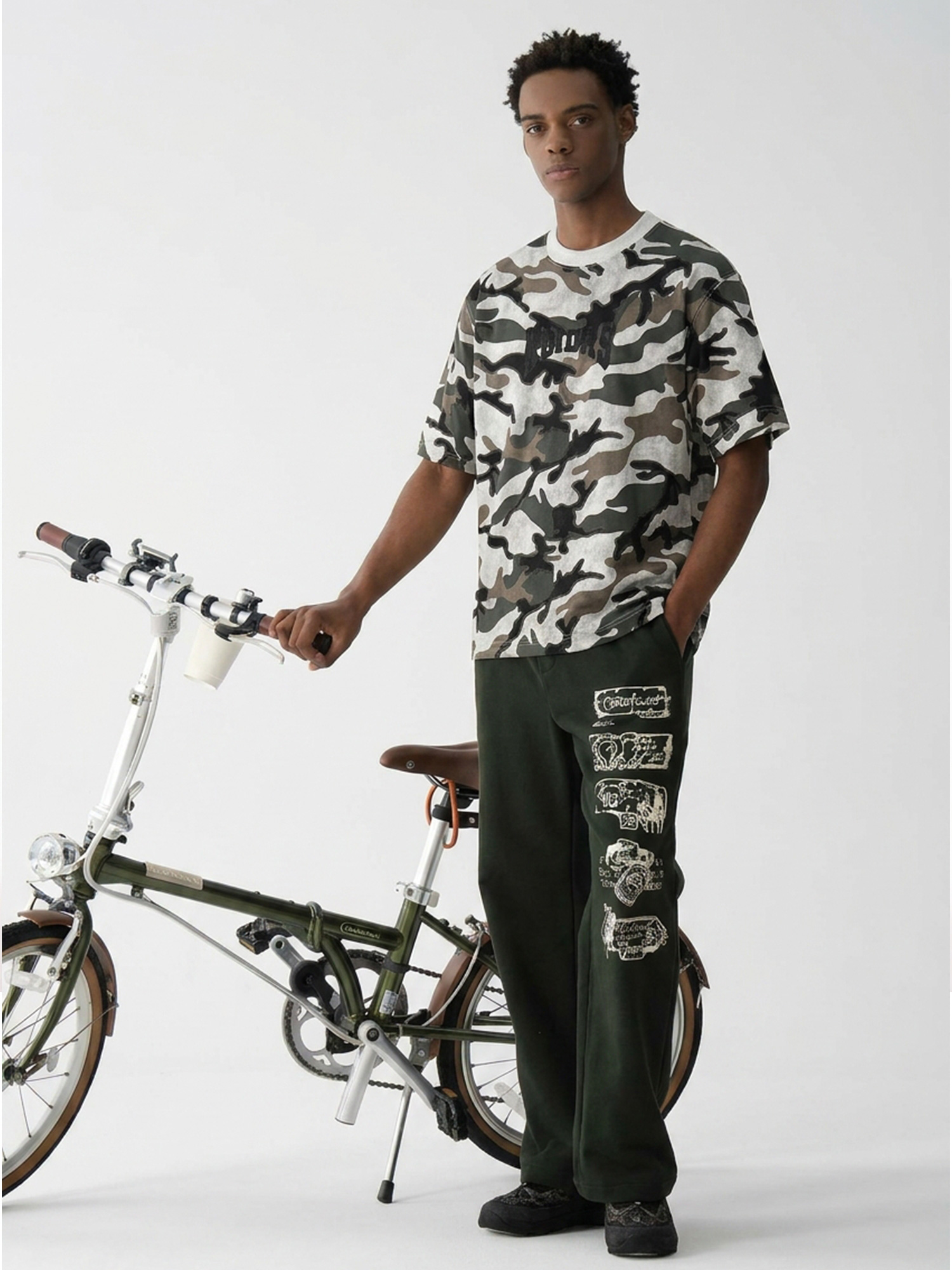 Camo Burnout Appliqué-Embroidered Tee