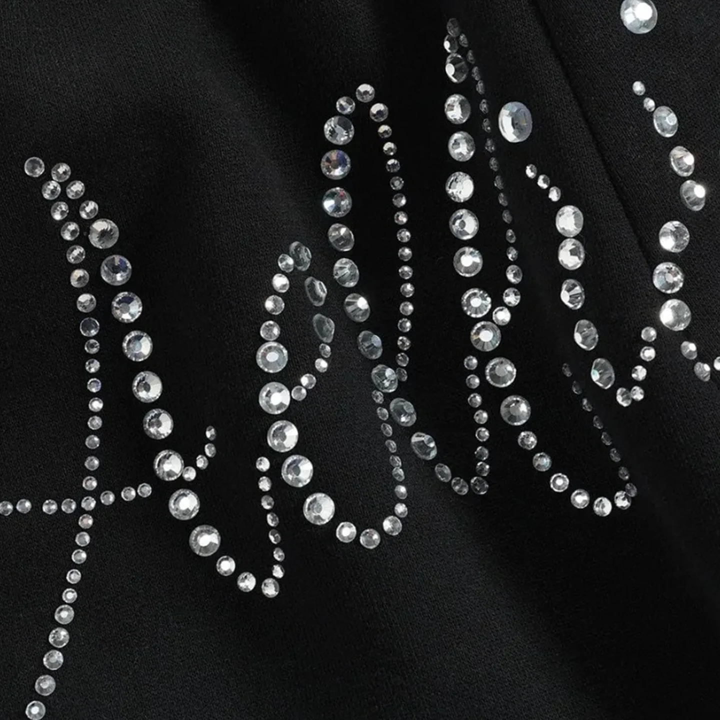 Hotfix rhinestones on streetwear garment