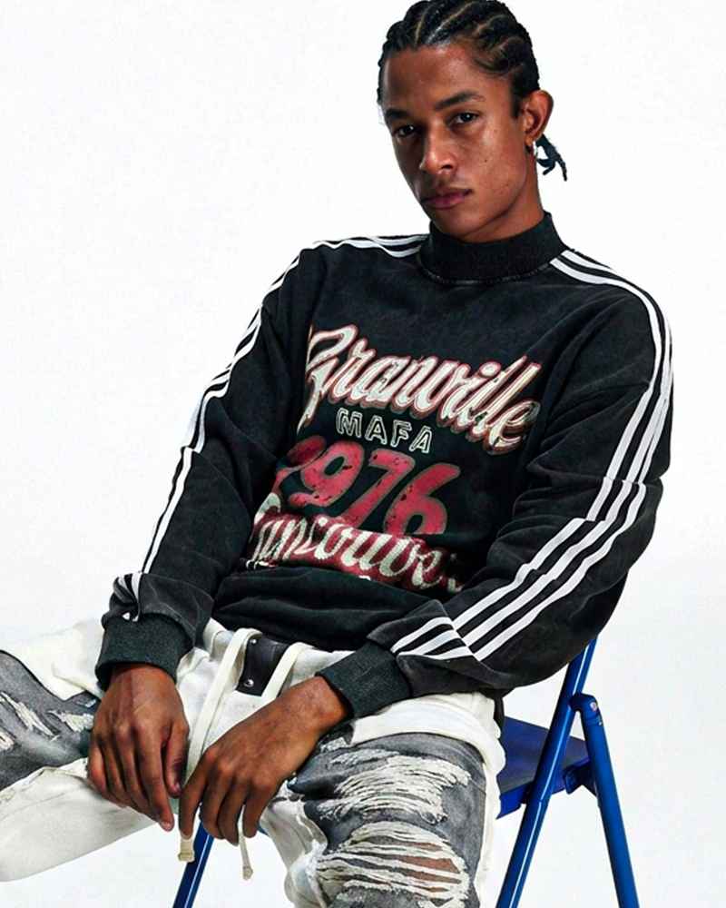 Acid Wash Print Crewneck