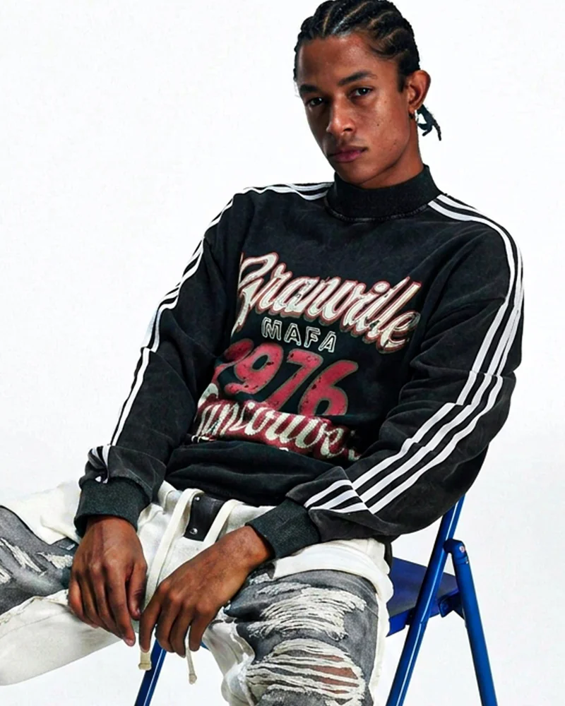 Acid Wash Print Crewneck