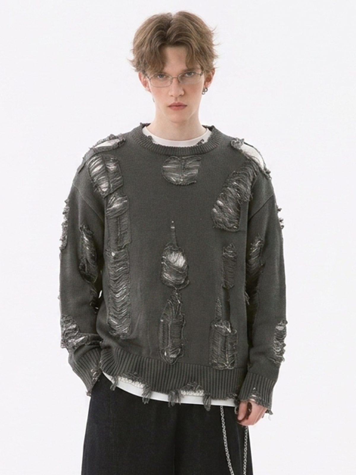 Distressed Patchwork Sweater