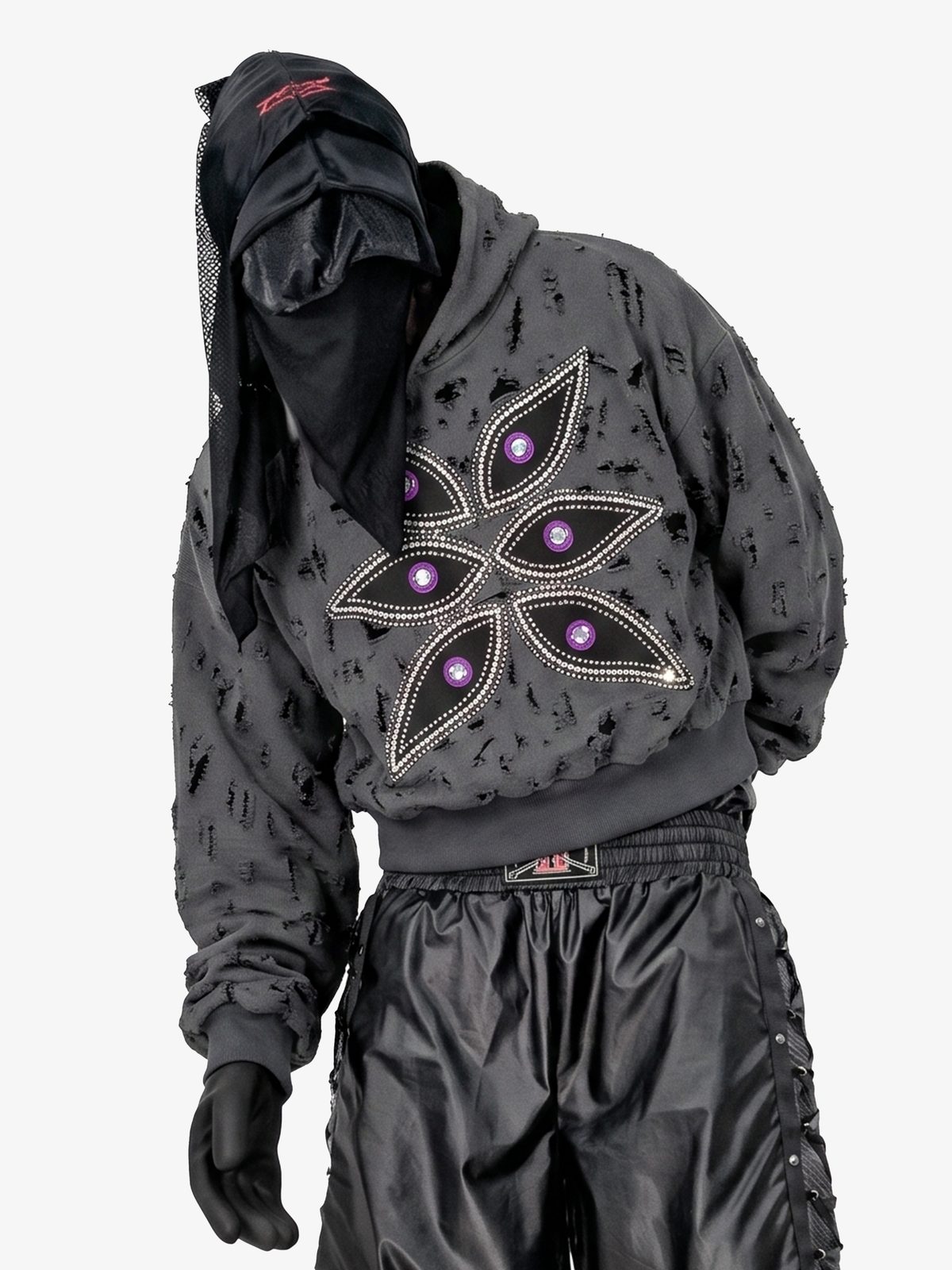 Rhinestone Distressed Hoodie